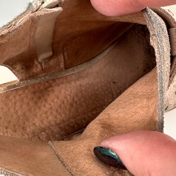 Anthro Musse & Cloud Leather Studded Peep Toe Booties Size 38 - Picture 5 of 8